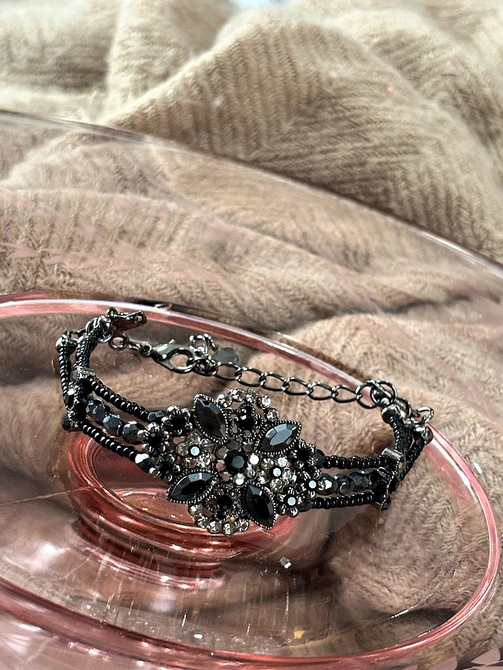 Black & Silver Statement Bracelet Like New